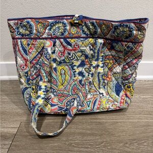 Vera Bradley Quilted Paisley Tote in Blue, Yellow & Red